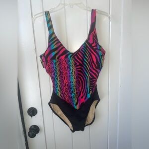 Rainbow Animal Print Slimsuit Swimsuit Size 16